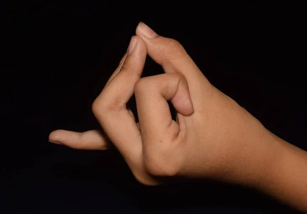 Руки Апан Ваю Мудра Изолированы Черном Фоне — стоковое фото