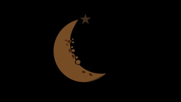 Animated Illustration Moon Coffee Black Screen Background — Stock Video