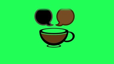 Yeşil ekran arka planında kahve sohbetinin animasyon çizimi.