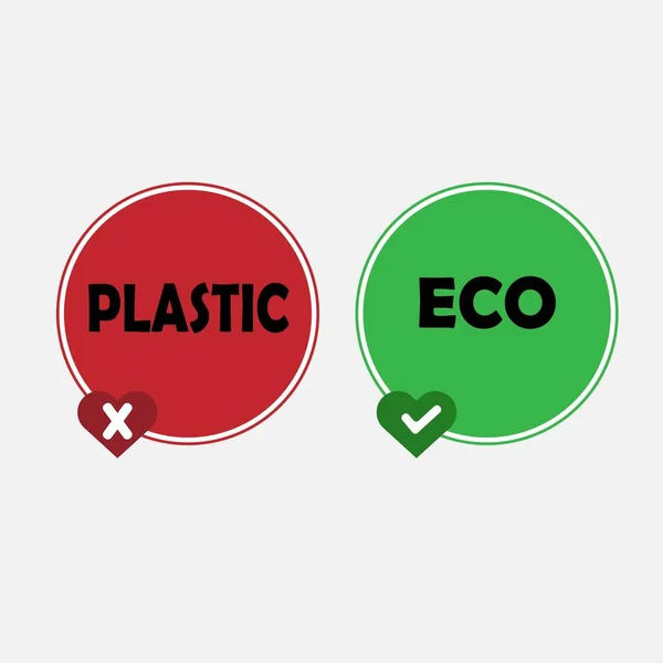 Műanyag Eco Mondj Nemet Műanyagra Igent Ökológiára Vektor Illusztráció Műanyagszennyezés — Stock Vector