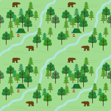 Seamless  vector camping pattern