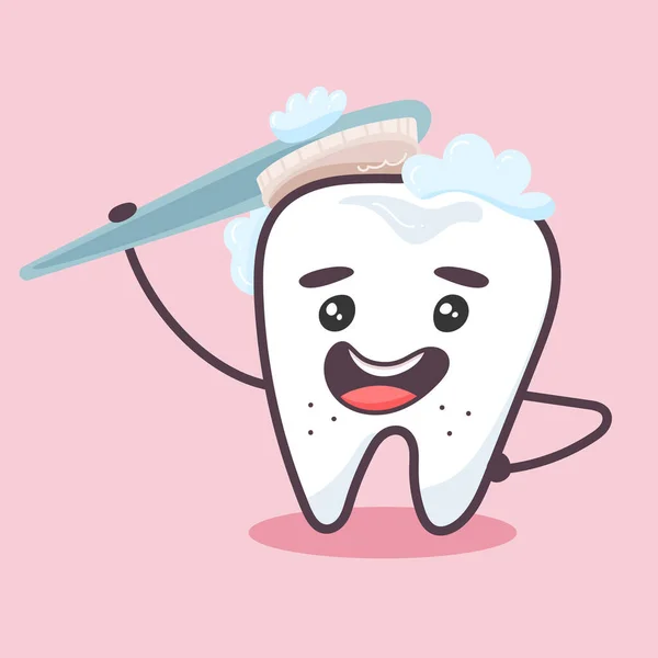 Şirin küçük diş kendini fırçalıyor. Günlük sözlü bakım.