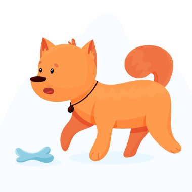 Evcil köpek kemiği korur. Sevimli hayvan.