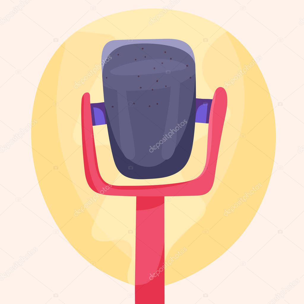 Modern microphone. Podcast recording, performance, voice recording. Equipment for a musician. Vector illustration