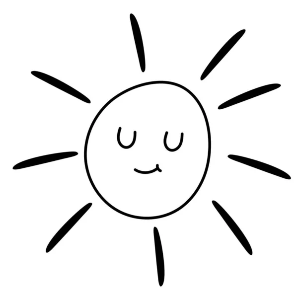 Qué Sol Tan Gracioso Dibujo Del Niño Ilustración Vectorial Estilo — Foto de Stock