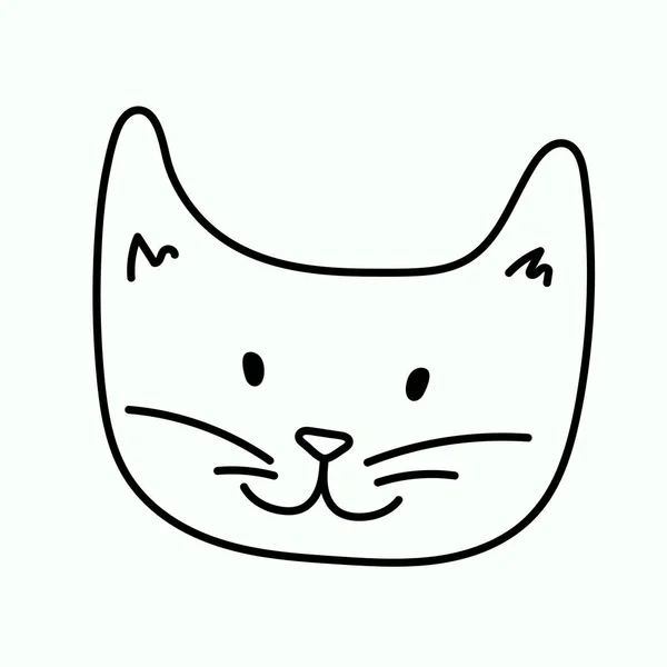 Cute Kitten Face Vector Illustration Doodle Style — Stock Photo, Image