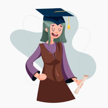 Önlüklü ve sertifikalı bir kız..