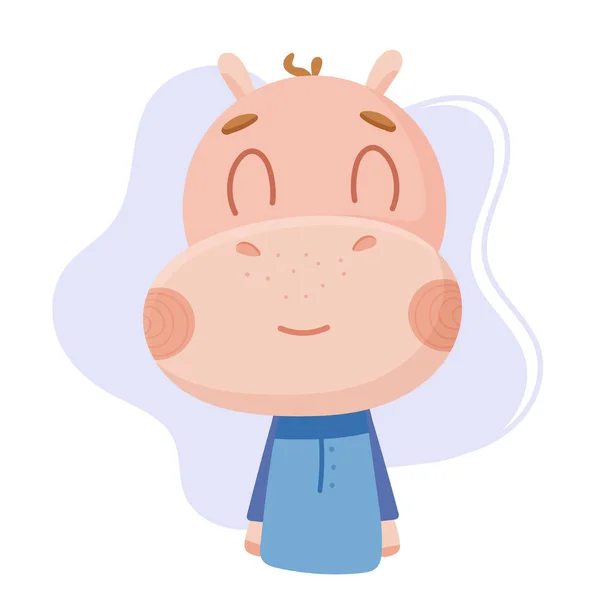 Tatlı su aygırı uyuyor. Çocuk odası için resim..