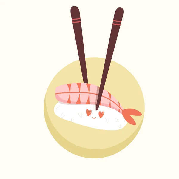 Sushi Sushi Mit Reis Und Garnelen — Stockvektor