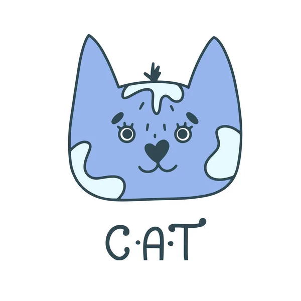 Focinho Gato Gato Inscrição Ilustração Vetorial Estilo Mão — Vetor de Stock
