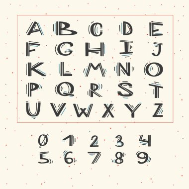 Muhteşem alfabe harfleri yazı tipi ve numarası. Klasik Harfler Minimum Moda Tasarımı. Tipografi yazı tipleri normal büyük ve küçük harf. vektör illüstrasyonu