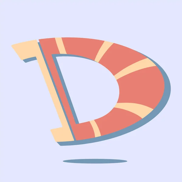 D harfi alfabe sembolü, el çizimi. vektör illüstrasyonu