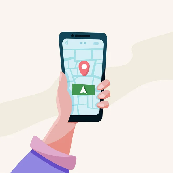 Mobile Gps Navigering Och Spårningskoncept Plats Tracker App Touch Screen — Stock vektor