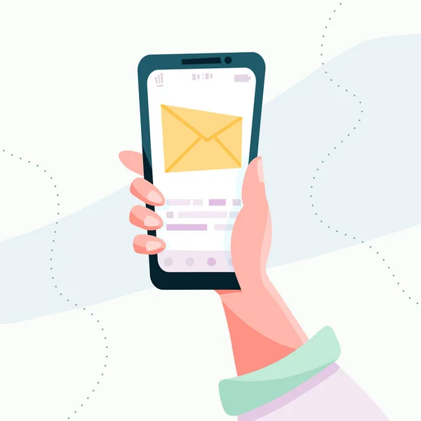 Akıllı telefon ekranında mesaj. Sosyal ağ konsepti. Web siteleri ve pankartlar tasarımı için vektör düz çizim