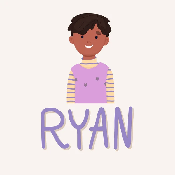 Ein Schuljunge Namens Ryan Ist Afrikaner Mittelschüler Vektorillustration — Stockvektor