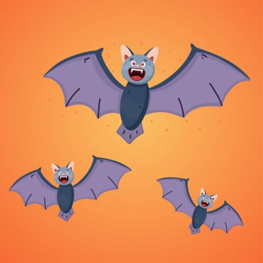 Funny bats. Halloween concept. Vector illustration