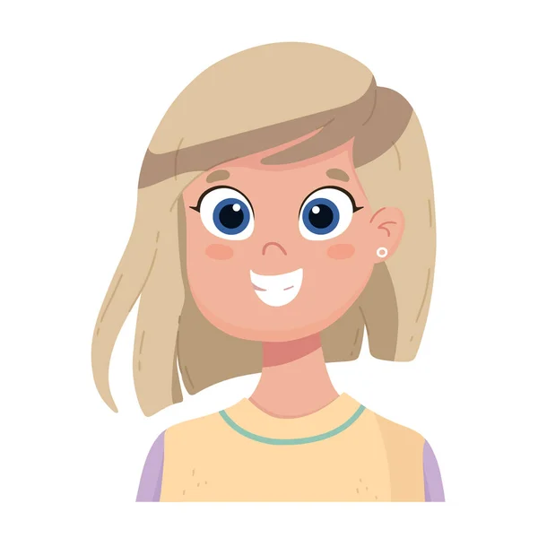 Menina Feliz Emoções Humanas Vector Avatar Com Uma Mulher Feliz — Vetor de Stock