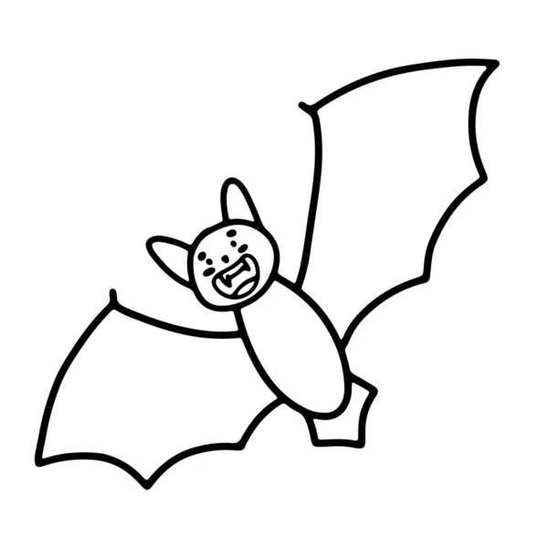 Doodle Style Bat Halloween Concept Coloring Vector Illustration — Stockvector