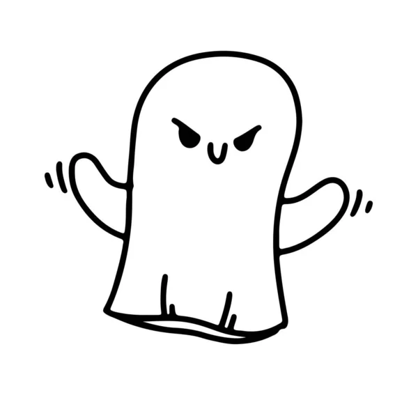 The ghost is scary in a doodle style. Halloween concept. Coloring. Vector illustration