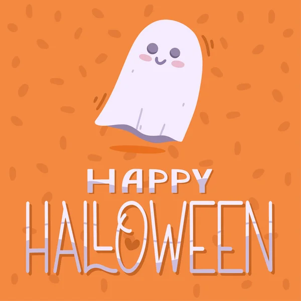 Ghost Poster Halloween Lettering Halloween Concept Vector Illustration Flat Style —  Vetores de Stock