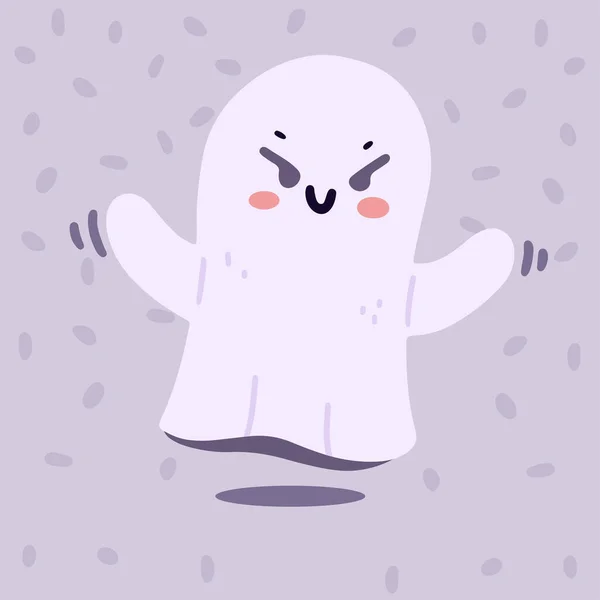Poster Cute Ghost Halloween Concept Vector Illustration Flat Style — Vetor de Stock