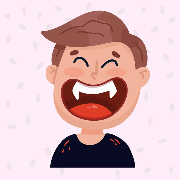 Halloween cute vampire with fangs. Halloween concept. Vector illustration in flat style