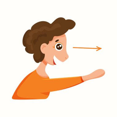 Kız bir şeye bakıyor. Düz biçimli vektör illüstrasyonu