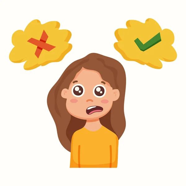 Tercih. Kız seçimi. Düz biçimli vektör illüstrasyonu