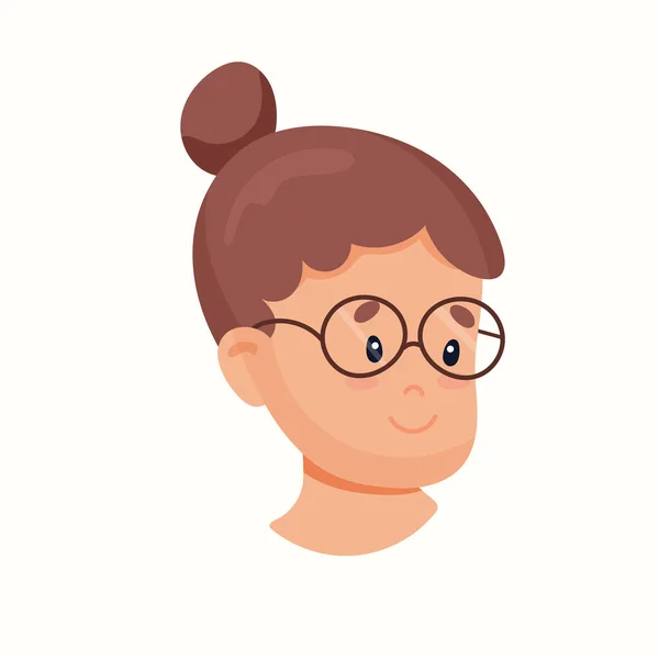 Cara Mujer Con Gafas Ilustración Vectorial Estilo Plano — Archivo Imágenes Vectoriales