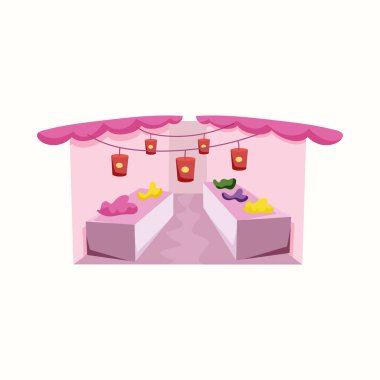 Çin tarzı pazar. Düz biçimli vektör illüstrasyonu