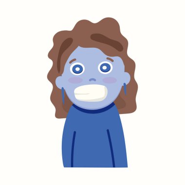 Donmuş bir insan. Düz biçimli vektör illüstrasyonu