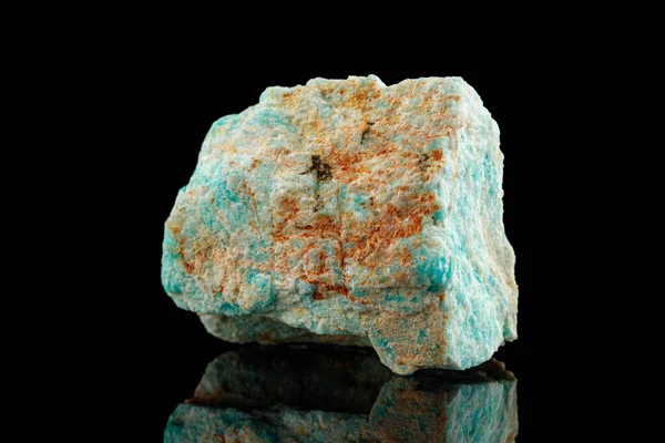 Makro Sten Mineral Amazonite Svart Bakgrund Närbild — Stockfoto