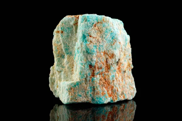 Makro Sten Mineral Amazonite Svart Bakgrund Närbild — Stockfoto