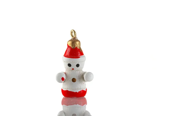 Beautiful Wooden Christmas Toys White Background Close — Stock Photo, Image