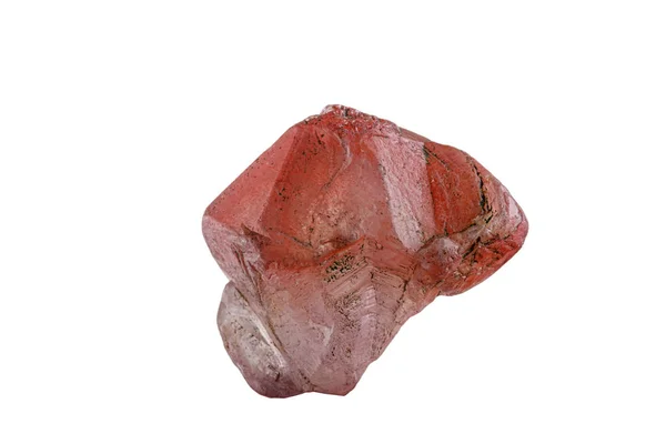 Μακροεντολή Ορυκτή Πέτρα Χαλαζία Ροζ Λευκό Φόντο Από Κοντά — Φωτογραφία Αρχείου