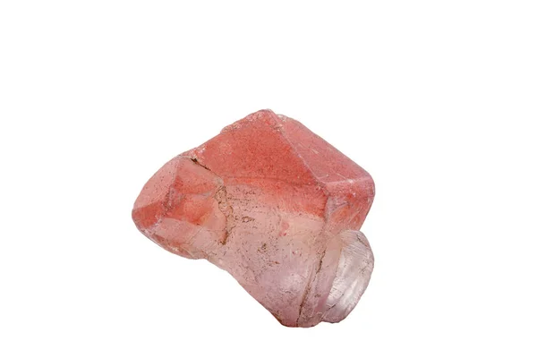 Makro Mineral Sten Kvarts Rosa Vit Bakgrund Närbild — Stockfoto