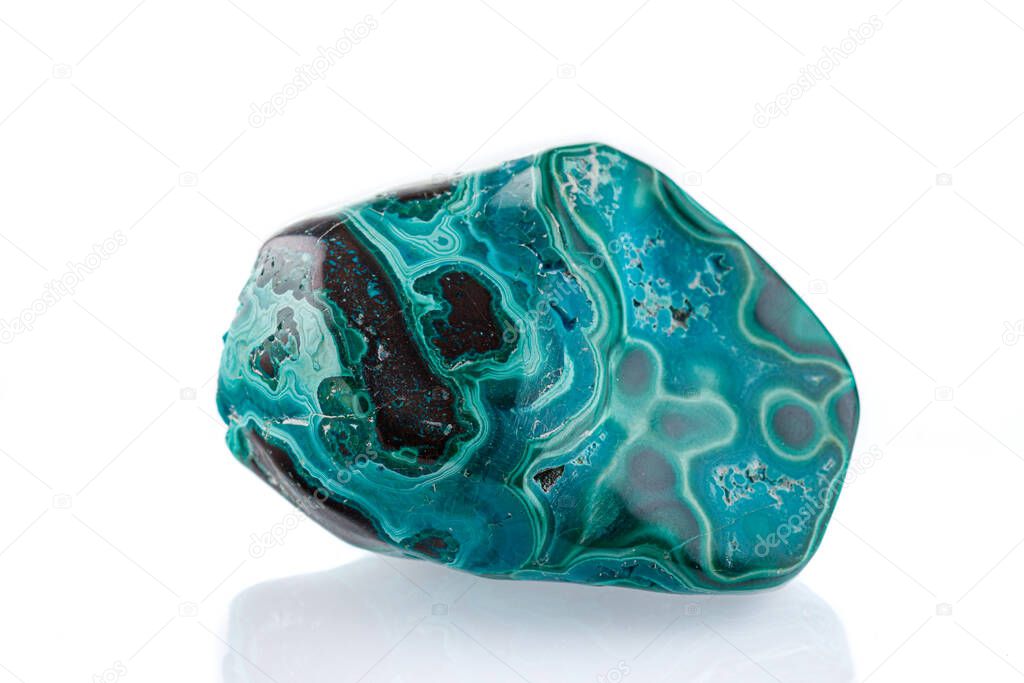 macro mineral stone Chrysocolla on a white background close-up