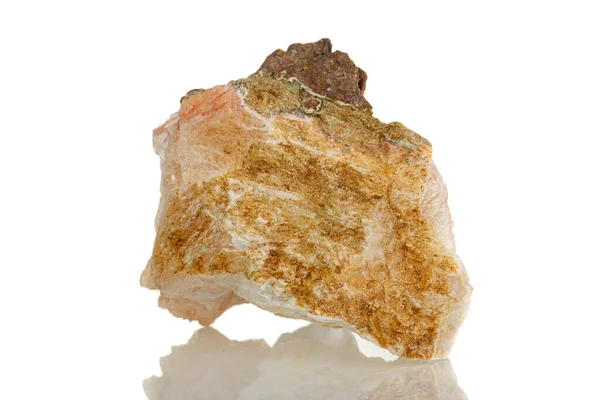 Makro Mineral Sten Kalcedoni Vit Bakgrund Närbild — Stockfoto