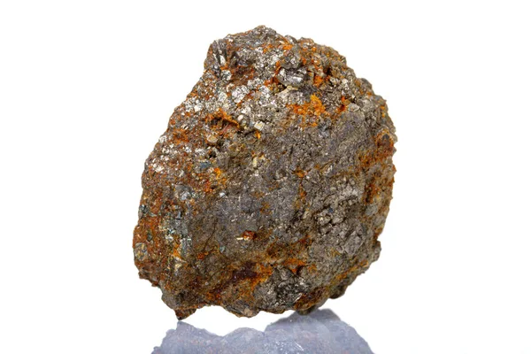 Pietra Macrominerale Arsenopyrite Sfondo Bianco Primo Piano — Foto Stock