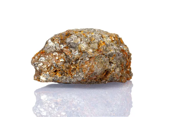 Pietra Macrominerale Arsenopyrite Sfondo Bianco Primo Piano — Foto Stock