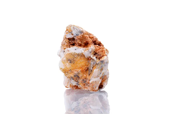 Makro Mineral Sten Cerussite Vit Bakgrund Närbild — Stockfoto