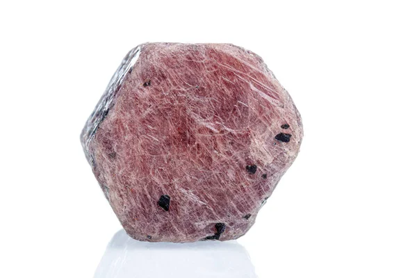 Макро Мінеральний Камінь Рубіновий Білому Тлі Крупним Планом — стокове фото