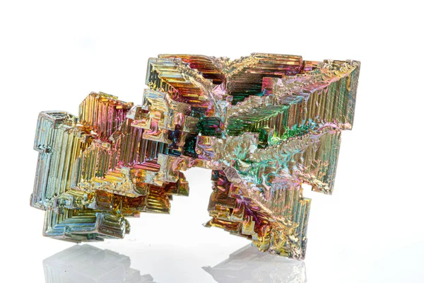 Macro Mineral Stone Bismuth White Background Close — Stock Photo, Image