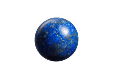 A vibrant Lapis Lazuli ball on an isolated white background, showcasing rich blue hues with sparkling pyrite inclusions and a lustrous surface. Perfect for spiritual decor or gemstone displays.