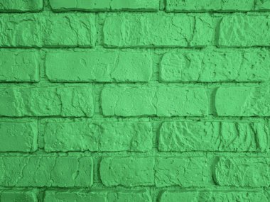 Sert bir yüzeye sahip yeşil tuğla duvar dokusu iç dekorasyonu güçlendirir. Kalın rengi çarpıcı ve şık bir atmosfer yaratır..