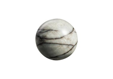 İzole edilmiş beyaz bir zemin üzerinde canlı bir Çin Picasso topu, parlak bir yüzey ile koyu siyah ve beyaz zıtlıklar sergiliyor. Manevi dekor ya da mücevher gösterimi için mükemmel.