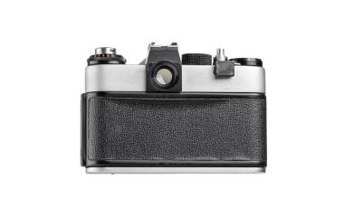 Fotoğraf tarihiyle ilgili tasarım, reklam veya eğitim materyalleri için izole edilmiş eski bir fotoğraf makinesi..