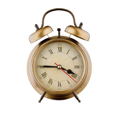 Alarmlı saat, saati 03 saat 45 dakika, sabah 03: 45, öğleden sonra 03: 45, izole edilmiş beyaz arka plan yakın plan.