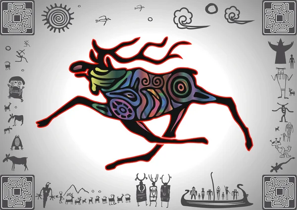 Blask Kokopelli Elk — Wektor stockowy