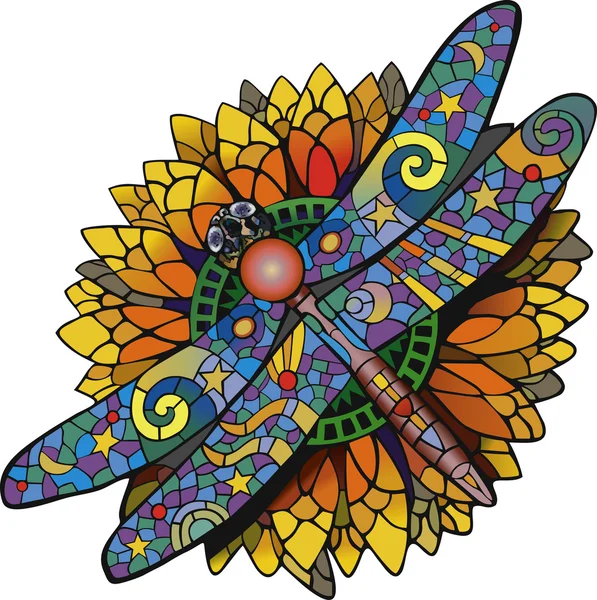 Sunflower dragonfly Royaltyfria illustrationer